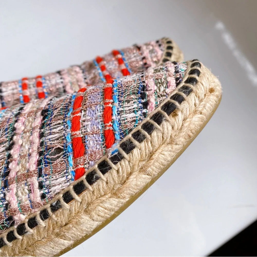 💕 TONI PONS ORIGENS PINK BLACK MULTI TWEED STITCHED ESPADRILLES! - Picture 9 of 16